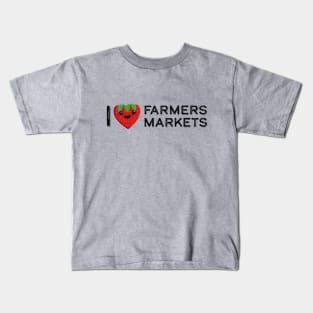 I Love Farmers Markets Cute Strawberry Heart Kids T-Shirt